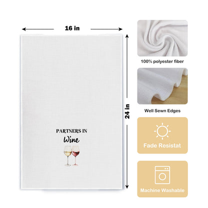 Funny Wine Kitchen Towel Set, Decor Gifts for Women & Wine Lovers, Funny Tea Towels, 2 x 16x24 Inch