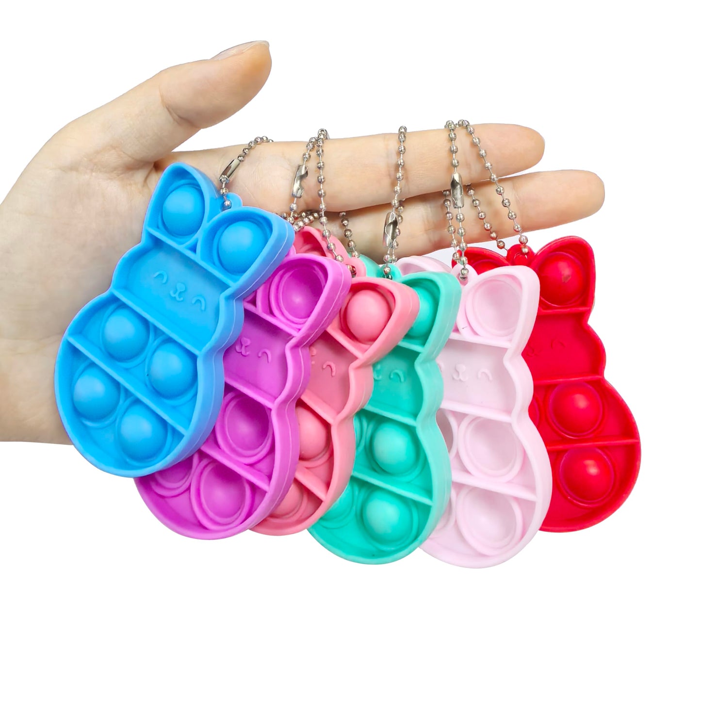 24 PCS Prefilled Easter Eggs with Bunny Pop Bubble Fidget Keychains Toy Inside for Kids Boys Girls Easter Basket Stuffers Party Favors Easter Egg Fillers Hunt