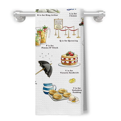 A Very English Alphabet Decorative Kitchen Towels 16x24 Inch ，English Gifts for Bathroom & Kitchen，British Gifts for Women Men，English Alphabet Lovers,