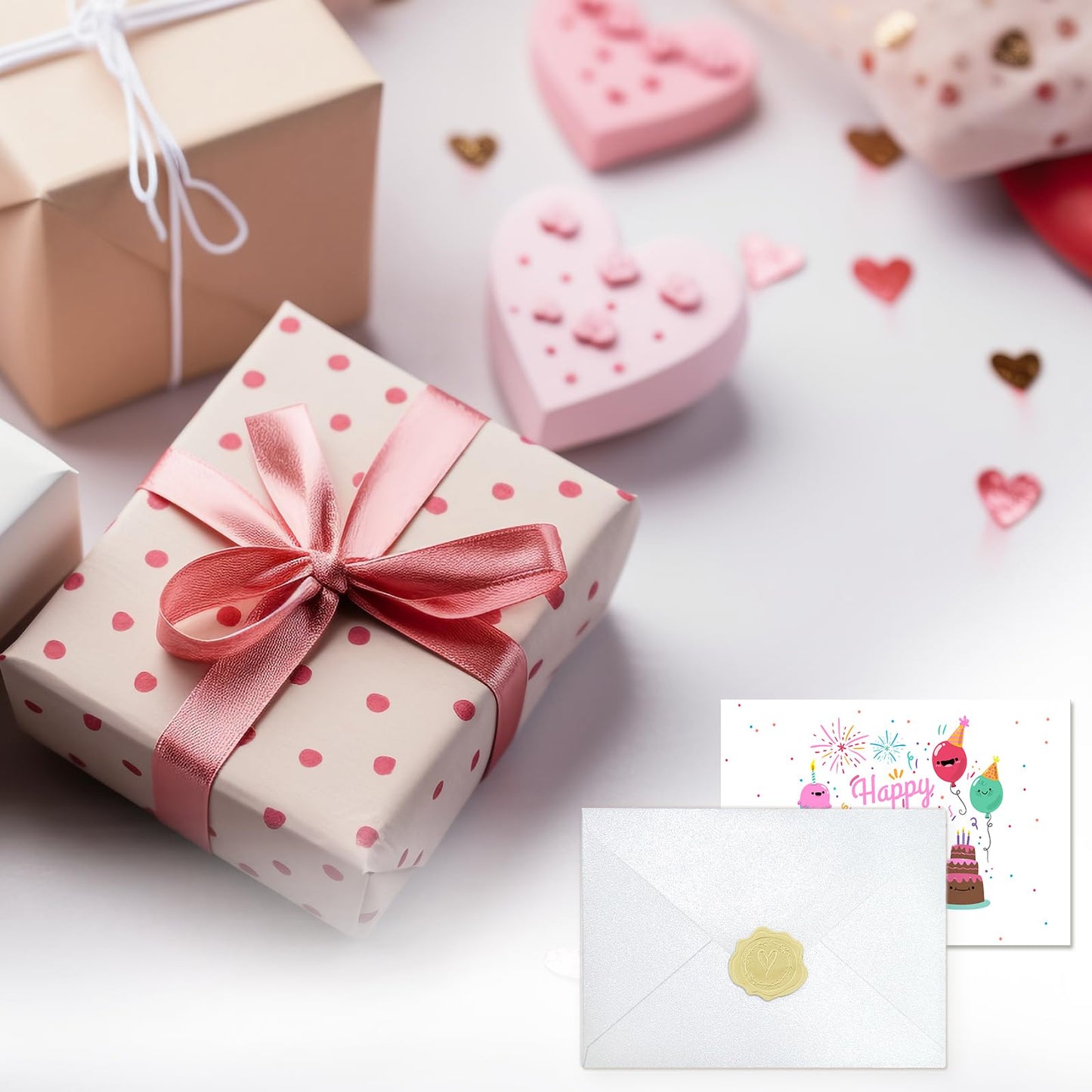 100 Pack Mini Pearl White Envelopes, 4 x 2.75" Shimmer Gift Card Envelopes, Gift Card Holder, Small Business Card Envelopes for Invitations, Wedding, Birthday Party, Baby Shower