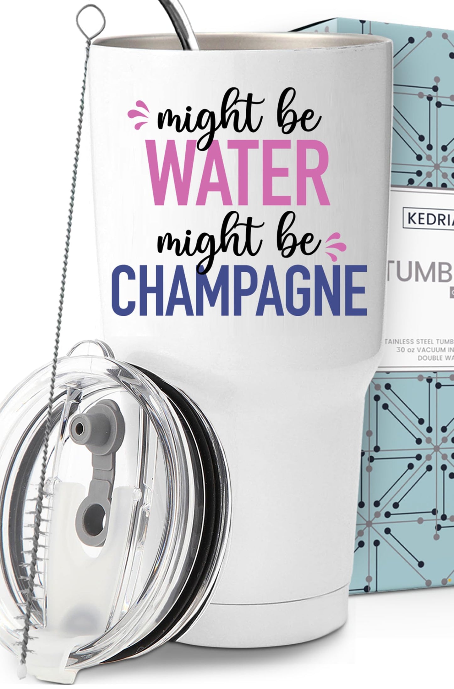 Funny Might Be Champagne Tumbler 30oz, Fun and Unique Presents for Drinkers, Adult Humor Cups, Drinking Themed Gag Gifts for Men and Women, Ideal Present Picks for Her Birthday, Christmas, Gift Ready