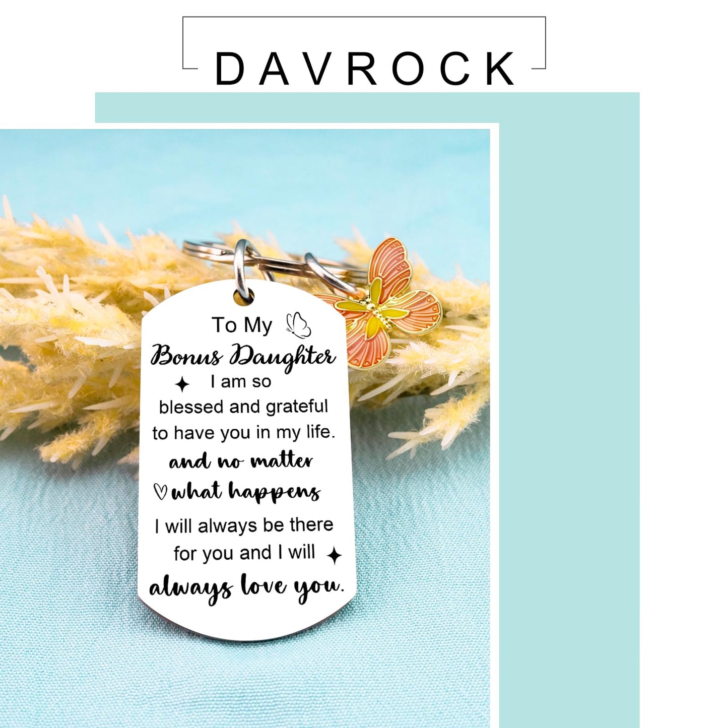 Bonus Daughter Gifts To My Bonus Daughter Keychain Unbiological Daughter Gift Stepdaughter Gifts from Stepmom On Birthday Graduation Wedding Christmas Gift Stocking Stuffers for Teen Girls
