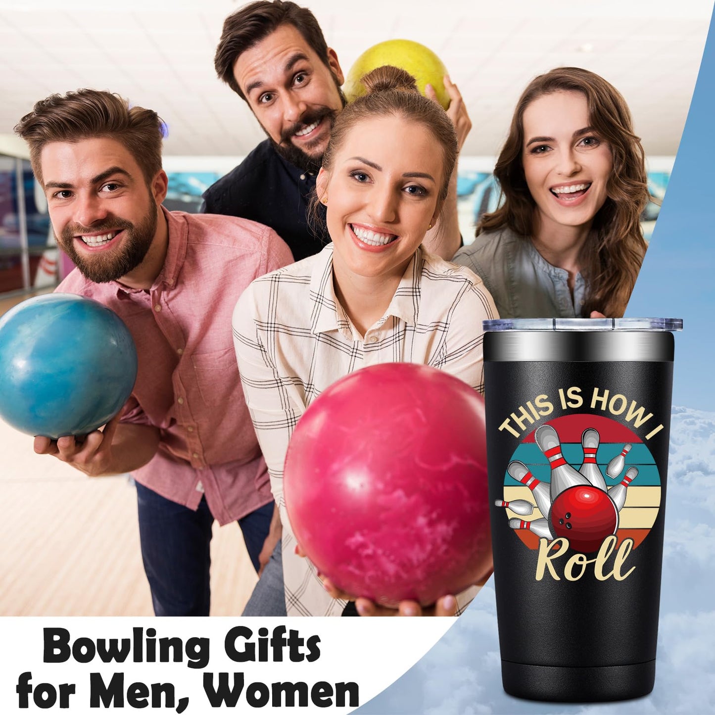 Bowling Gifts for Men, Women - Bowling Ball Lovers Gifts - This is How I Roll Tumbler Cup 20 oz