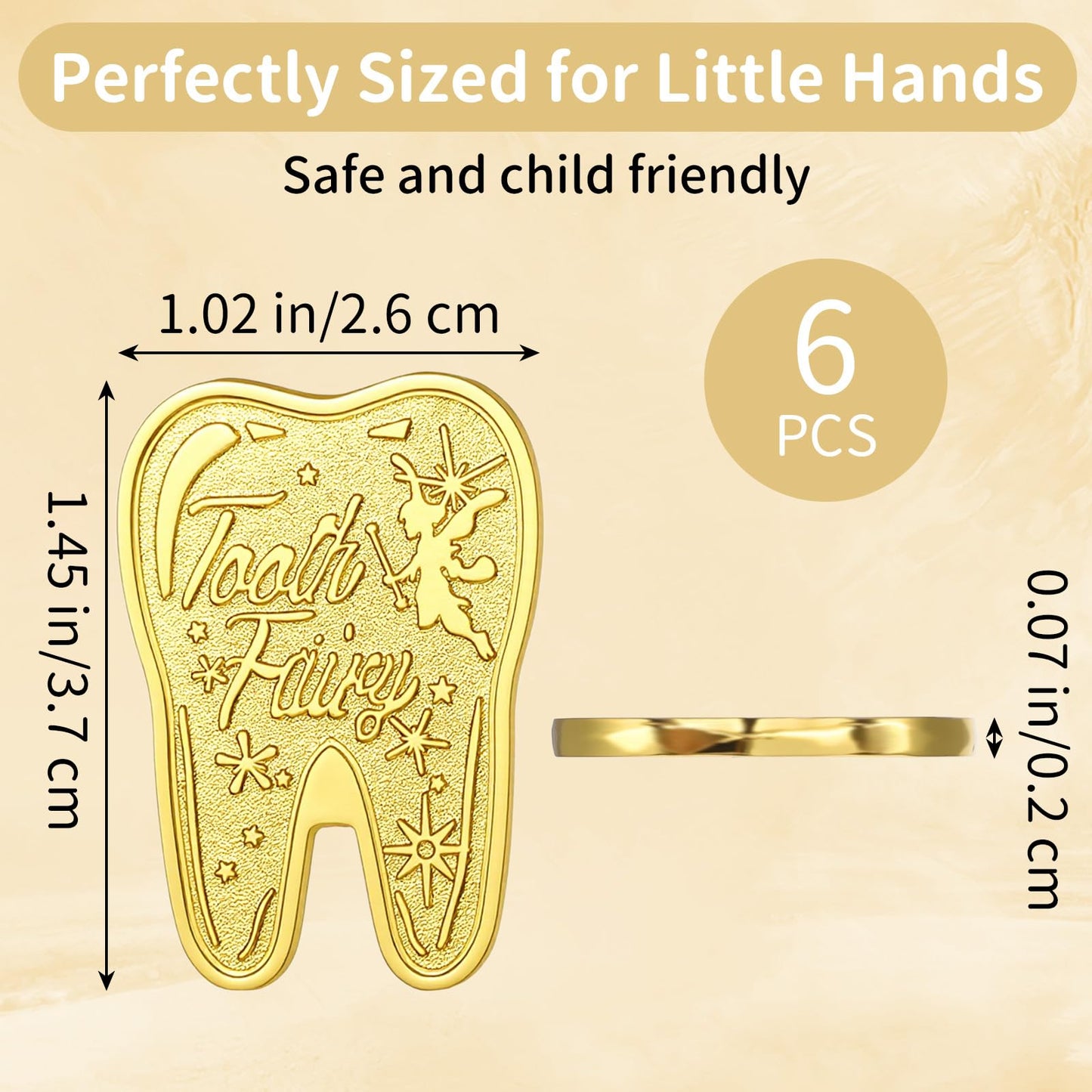 Sibba 6 PCS Tooth Fairy Coins Keepsake Kit Lost Teeth Reward Commemorative Coin with Case Zinc Alloy Dental Tooth Fairy Golden Novelty Coin Milestone Dentistry Dentist Funny Gifts Stocking Stuffers