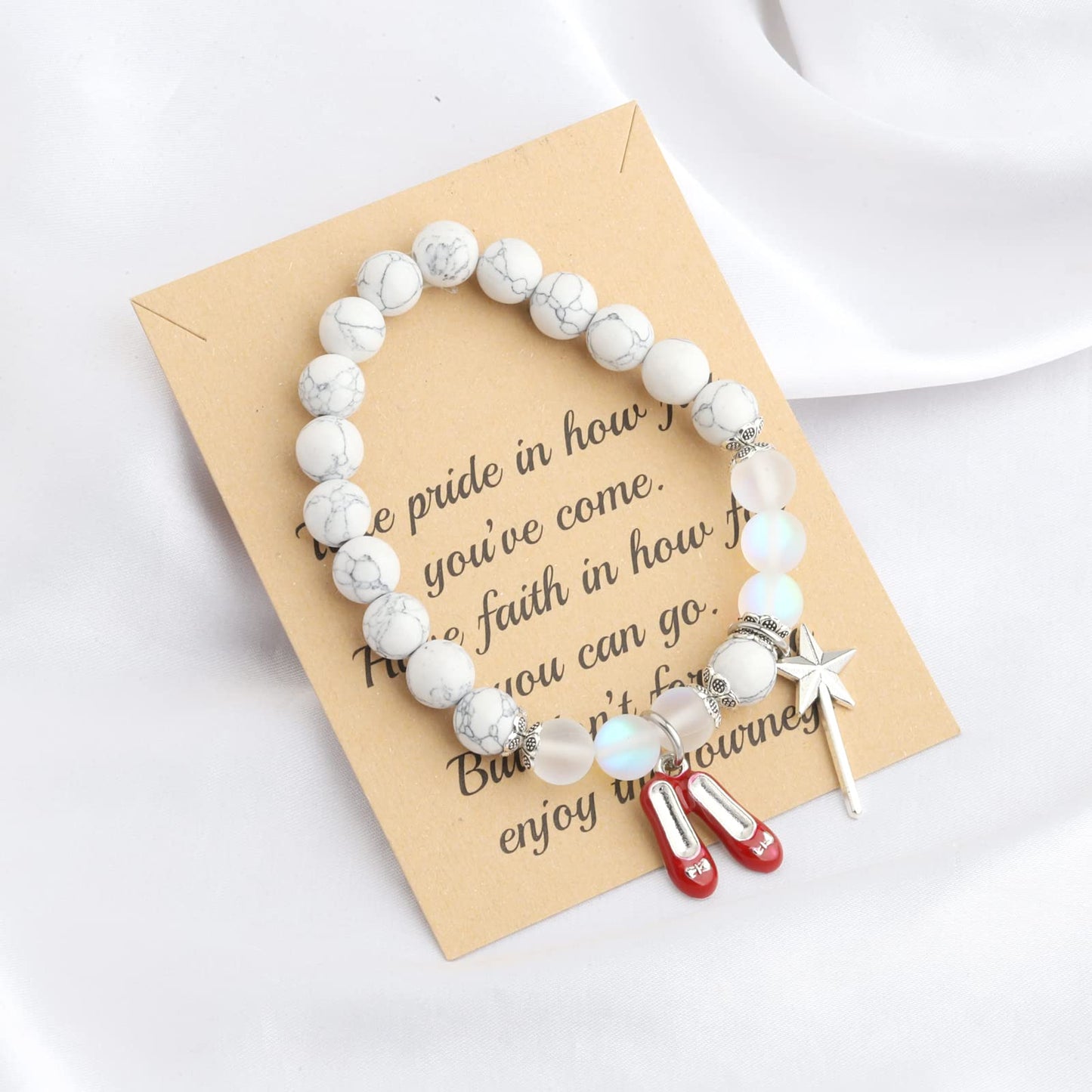 FUSTMW Red Shoe Bracelet Do-roth Gifts Red Slippers Jewelry Movie Fans Inspired Gifts Wand Charm