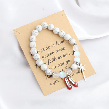 FUSTMW Red Shoe Bracelet Do-roth Gifts Red Slippers Jewelry Movie Fans Inspired Gifts Wand Charm