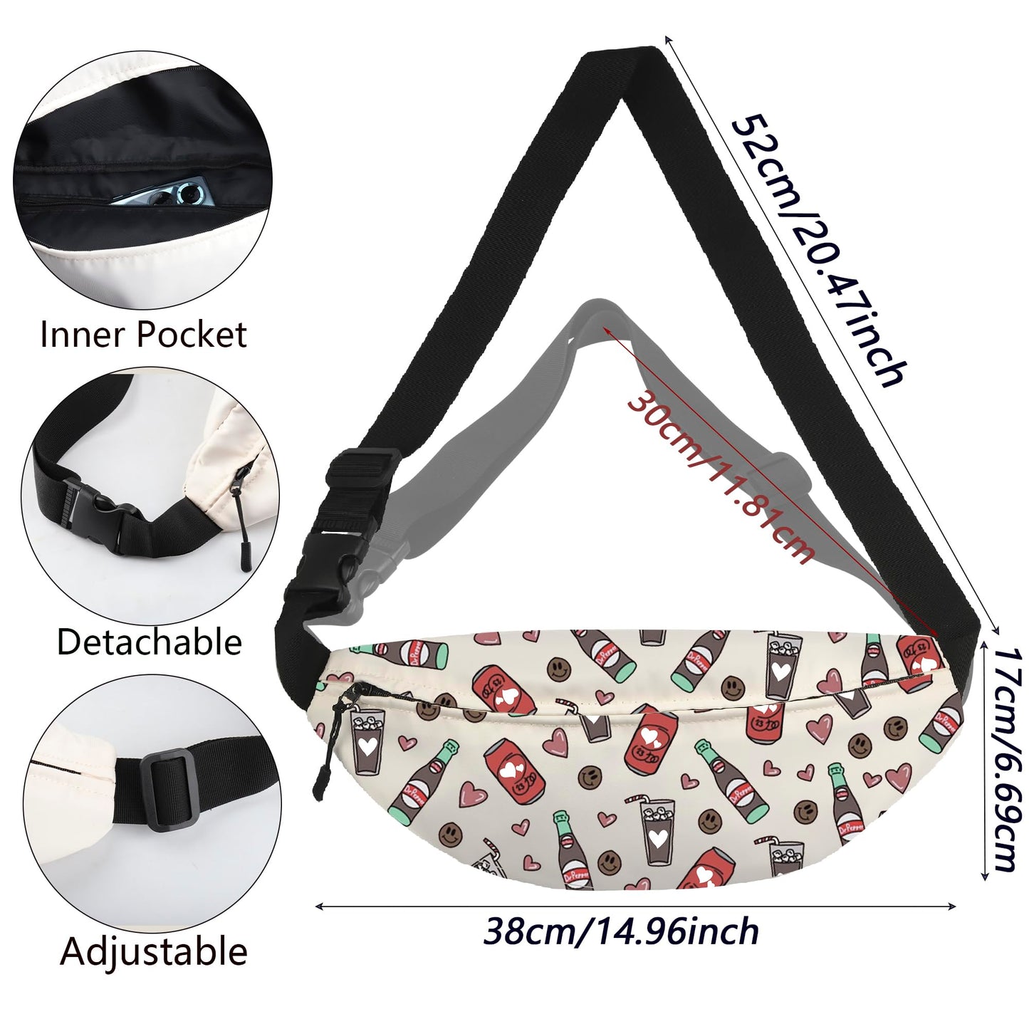 WCGXKO Dr. P Crossbody Waist Pack Favourite Drink Gift Dropkick Pepper Gift Soda Social Club Merch (Dr.p Pack)