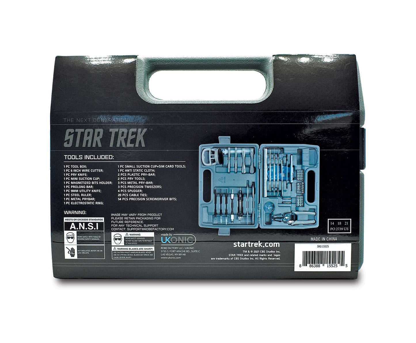 Star Trek: The Next Generation 100-Piece Engineering Field Kit Tool Set | Handy Gadgets Include Screwdrivers, Utility Knife, Wire Cutter, Metal Prybars, And More | Survival Tools, Camping Accessories