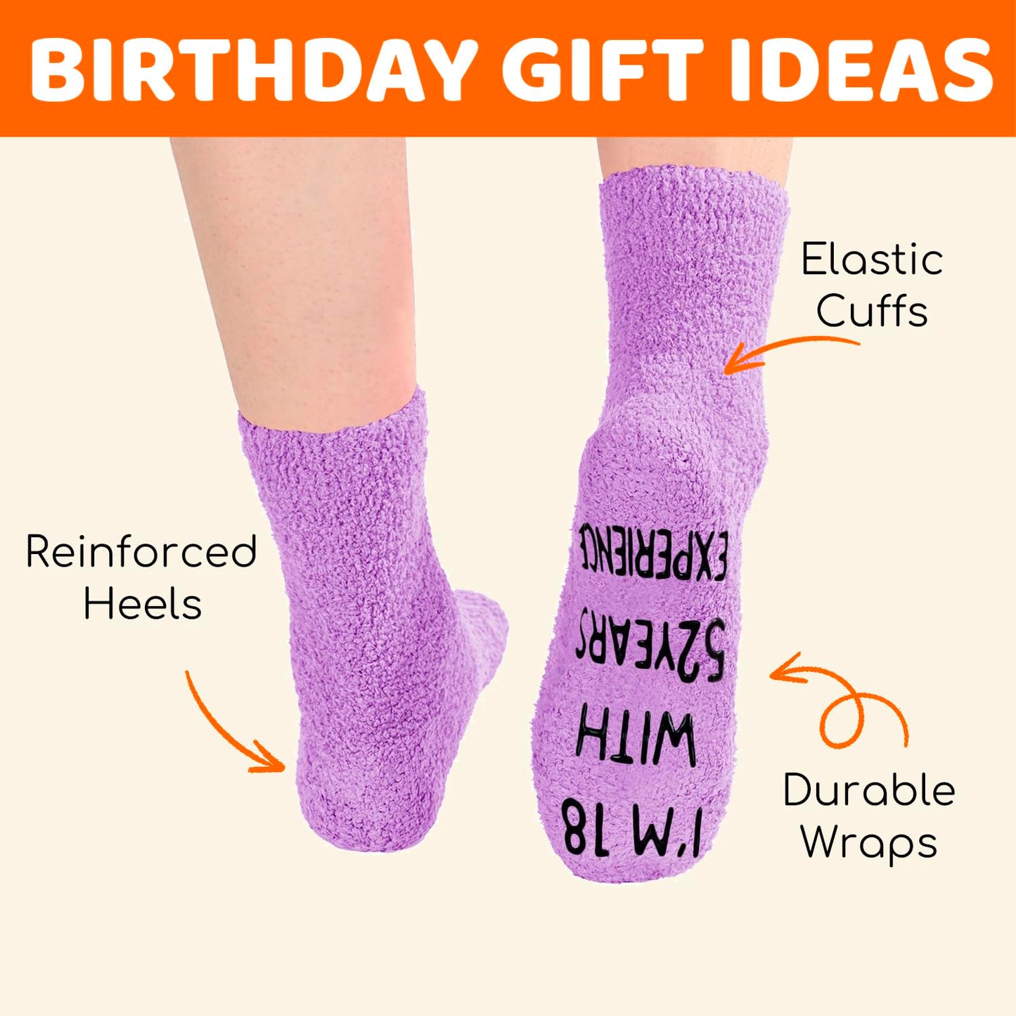 HAPPYPOP 65TH Birthday Gifts for Women - 61 62 63 64 65 66 67 68 69 70 Birthday Socks Purple