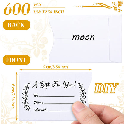 Yinder 600 Pcs Gift Card Envelopes Bulk Thank You Gift Card Sleeves Appreciation Mini Money Cash Envelopes for Blank Hotel Credit Protector for Holiday Party Business, 3.54 x 2.36 Inches(White)