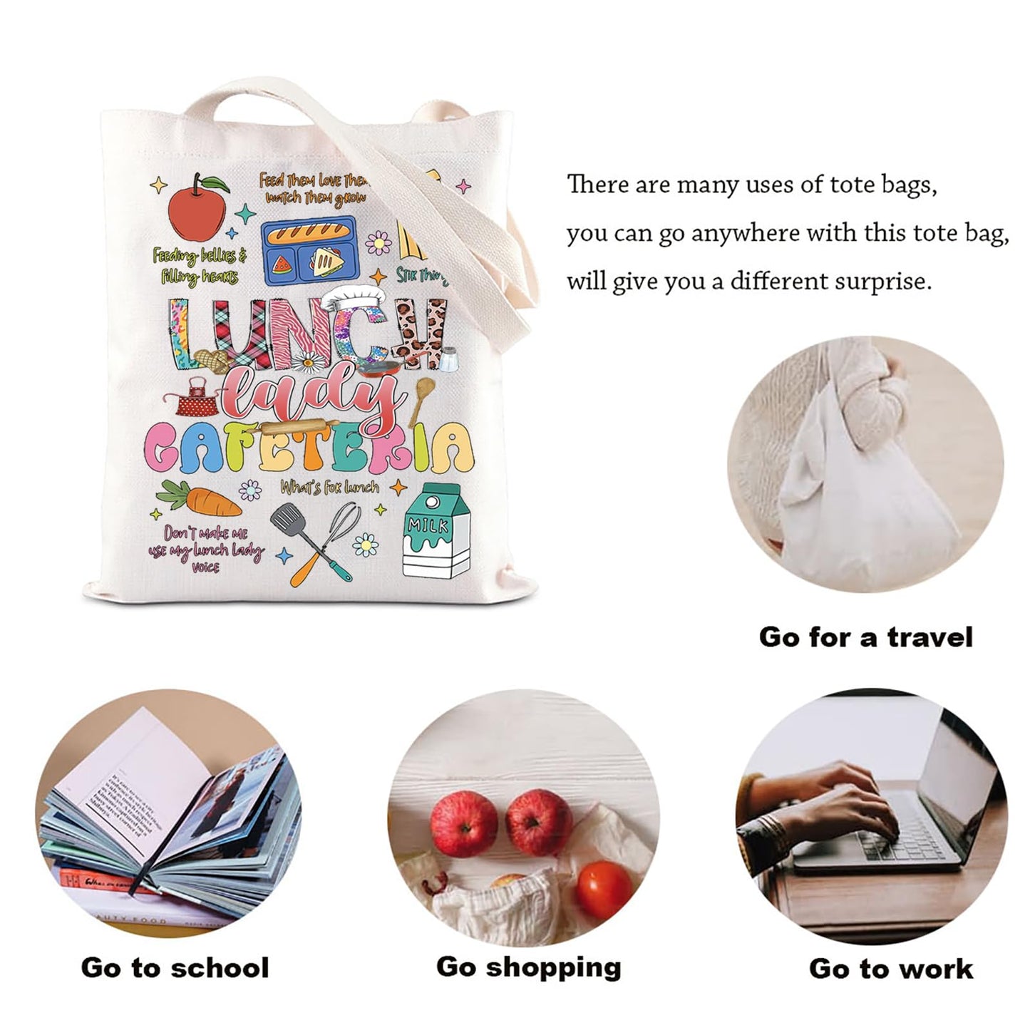 KUIYAI Lunch Lady Cafeteria Tote Bag - Appreciation Gift for Cafeteria Worker & Team