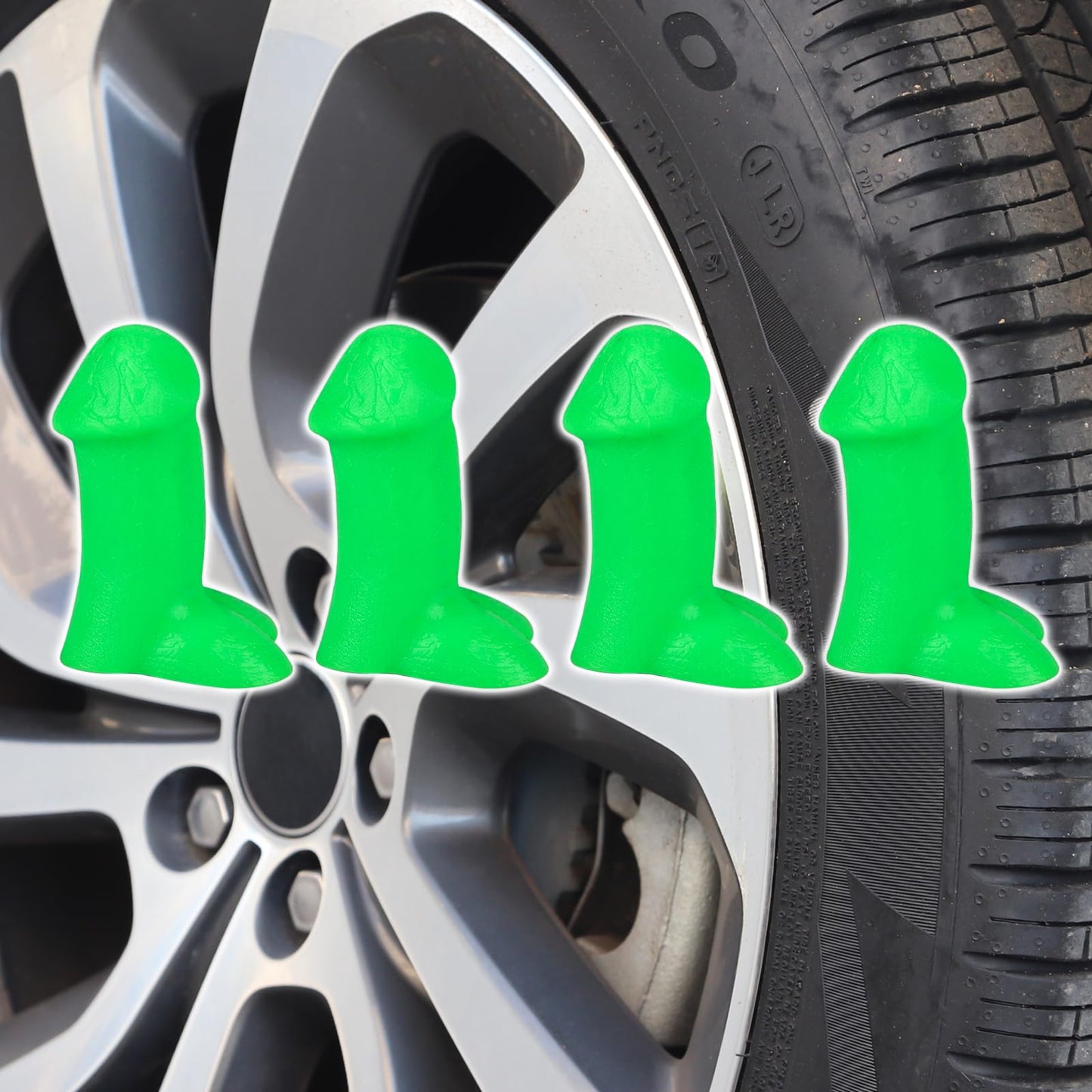 Penis Valve Stem Covers,Pencil Tire Valve Stem Caps,Funny Valve Stem Covers,Suitable for Cars,Trucks,Bike,Motor,Pranks for Adults Gifts for Friends&Coworkers(4PCSGreen)