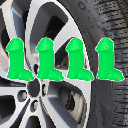 Penis Valve Stem Covers,Pencil Tire Valve Stem Caps,Funny Valve Stem Covers,Suitable for Cars,Trucks,Bike,Motor,Pranks for Adults Gifts for Friends&Coworkers(4PCSGreen)