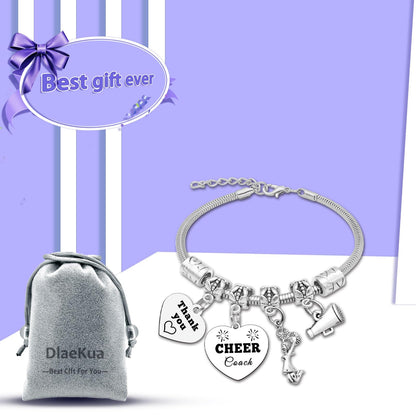 DlaeKua Cheer Gifts for Coach Appreciation Bracelets Thank You Gifts for Women Cheerleader Coach Present for Cheerleader Women Cheer leader Birthday Presents