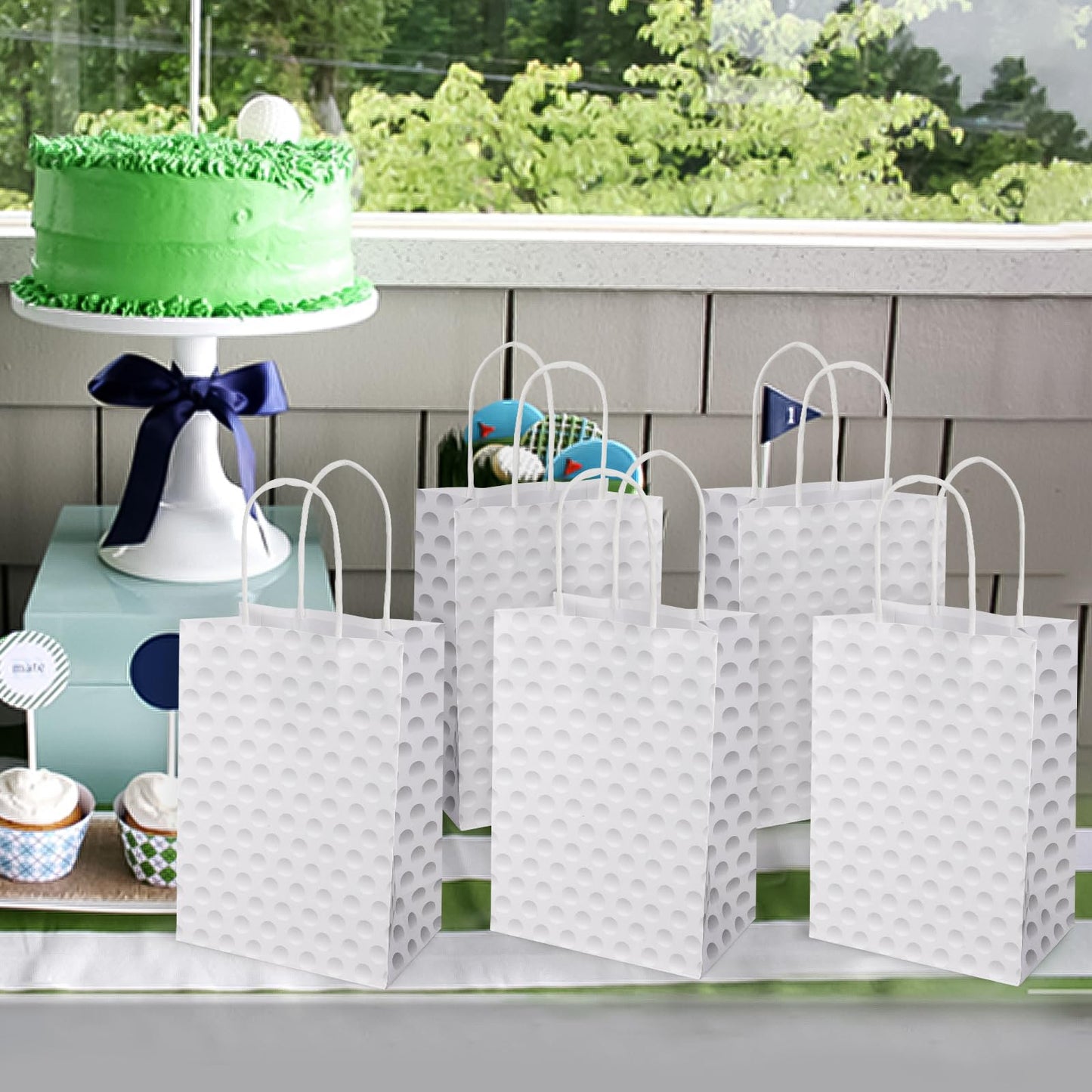 Lemicin 12 Pack Golf Gift Bag Golf Themed Party Favor Bags Candy Paper Goodie Bags with Handles Snack Party Favor Bag for kids Boys Birthday Baby Shower Decoration Supplies