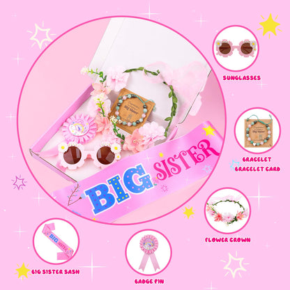 JAPDNK Big Sister Gifts for Girls, Birthday Gifts for Girls Age 1–5, Baby Girl Gift, Toddler Girl Presents, First Birthday Gift for 1 Year Old Girl, Cute Pink Presents for Little Sister