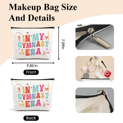 Gymnastics Gifts for Girls - 2 Pcs Makeup Bag and Keychain Set Portable Gymnast Accessories Aesthetic Toiletry Pouch New Year Party Birthday Gift for Daughter Friend Sister Niece Bestie