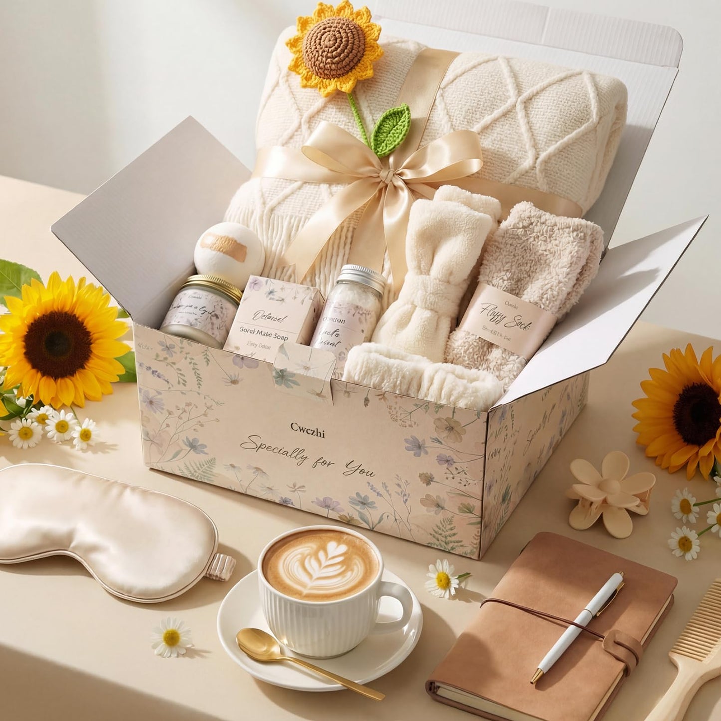 Mothers Day Gifts Happy Birthday Gifts for Mom Wife Grandma Daughter Friends Siste,Self Care Gift Get Well Relaxing Spa Gift Basket Set