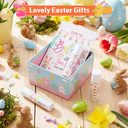 48 Pack Easter Basket Stuffers Lip Balm Gifts Bulk Easter Basket Fillers Party Favors for Adults Women Teacher Coworkers Thank You Gift Set You're the Balm Moisturizing Lip Care (Bunny)