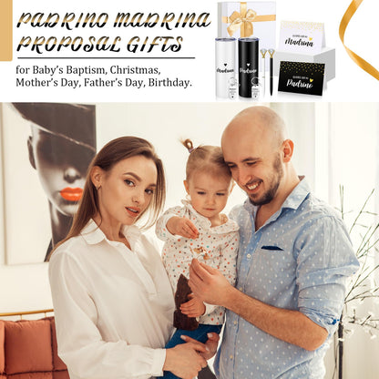 Sieral 9 Pcs Godparents Proposal Gift Will You Be My Godmother Godfather with Tumbler Keychain Card Pen Box Godchild Baptism Xmas Gift for Godparents Padrinos Madrina(Madrina, Padrino)