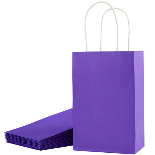 SUNCOLOR 24-Pack Purple Gift Bags with Handles – 8" Goodie Bags for Party Favor Bags, Birthdays, Weddings & Special Occasions (Purple)