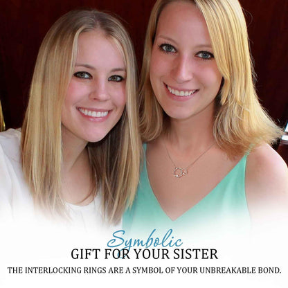 AnalysisyLove Sister Gifts, Sterling Silver Interlocking 2 Circles Necklace for Big & Little Sisters, Sister Birthday Gifts from Sisters