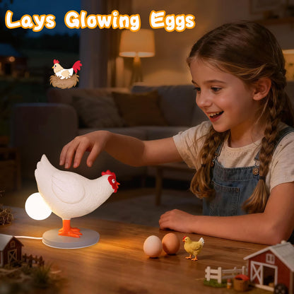 OkiyiD Chicken Egg Lamp, Funny Hen Chicken Table Lamp, LED Egg Night Lght, Resin Chicken with Stepless Dimming Function, Decoration for Home, Bedroom, Study Room