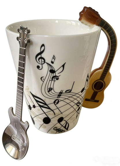 Saxophone Novelty Mug Musical Gift Coffee Cup with Spoon, Music Teacher Gifts,Music Lovers for Holidays Gift for Mother's Day,Fathers Day,Men,Woman (Blue)