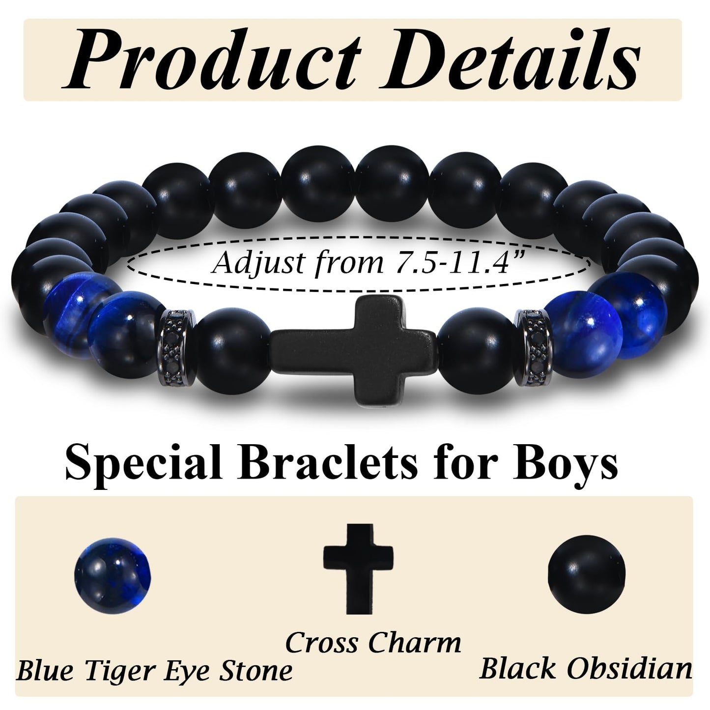 Teen Boy Gifts Cross Bracelet Confirmation First Communion Baptism Gifts for Teenager Christian Easter Boy Jewelry
