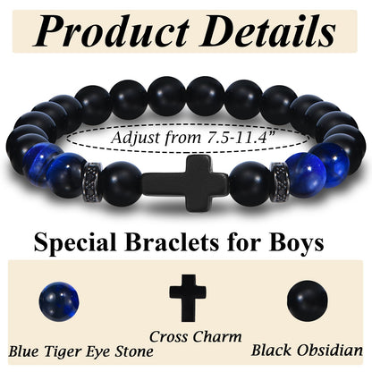 Teen Boy Gifts Cross Bracelet Confirmation First Communion Baptism Gifts for Teenager Christian Easter Boy Jewelry