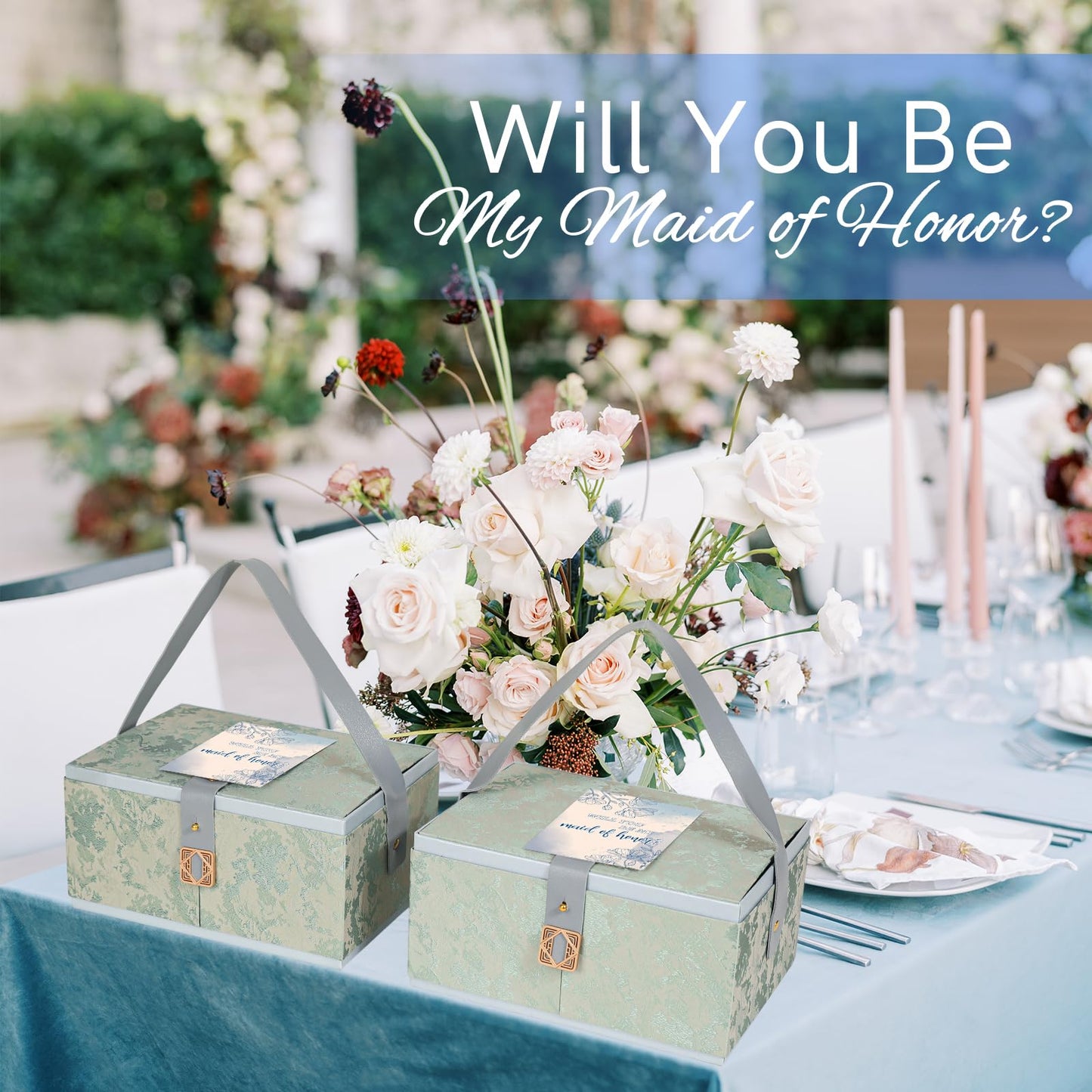 Maid of Honor Proposal Gifts,Wedding Bachelorette Party Will You Be My Maid of Honor Glass Cup Candle Jewelry Box Gift Set