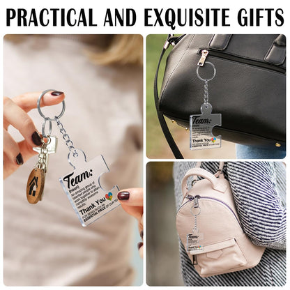Team Appreciation Gifts for Employee Coworker Staff Bulk, Teamwork Thank You Gift Set Puzzle Piece Acrylic Keychains