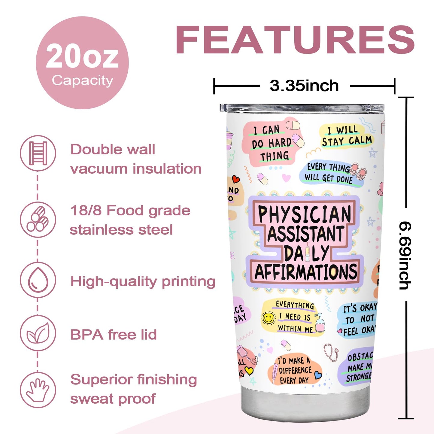 Physician Assistant Gifts,PA Week Gifts,Birthday Christmas Appreciation Thank You Gift for Physician Assistant,Best PA Gift,Coffee Tumbler Mug 20oz