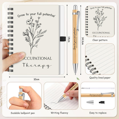 Suclain 7 Pcs Occupational Therapy Appreciation Gifts, Occupational Therapy Makeup Bag, Canvas Bag, Ceramic Mug, Spiral Notebook, Ballpoint Pen, Keychain, Appreciation Card for Women Office Gift