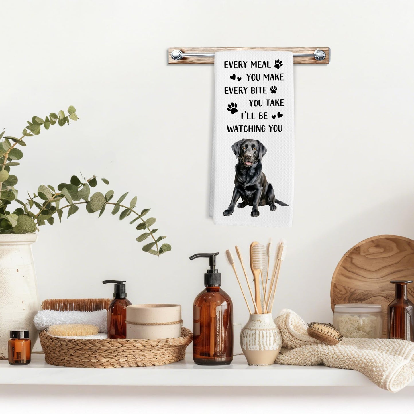 Black Lab Gifts Dog Kitchen Towels, Labrador Retriever Gifts Hand Towel, Funny Every Meal You Make Decorative Tea Dish Towels for Kitchens, Black Labrador Retriever Dog Kitchen Decor, 16x24in