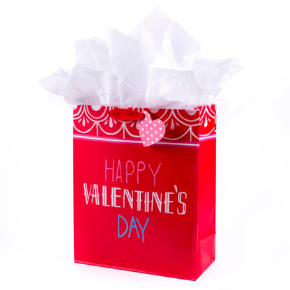 Hallmark 15" Extra Large Gift Bag with Tissue Paper (Happy Valentine's Day)