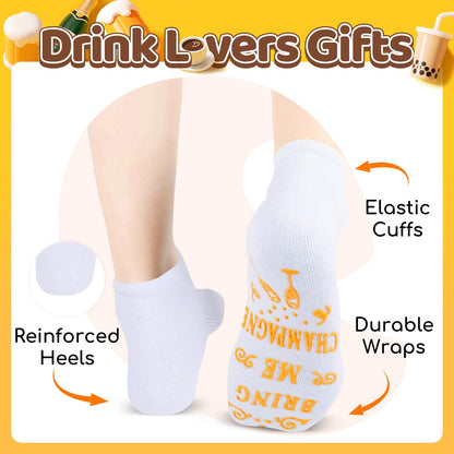 HAPPYPOP Funny Drink Socks for Men - Bourbon Whiskey Gifts, Champagne Gift for Women Drinker
