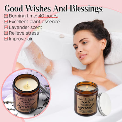 Quelay 7 Pcs Divorce Gifts Box for Women Divorce Party Gifts Breakup Candles New Beginnings Keychain Wine Bag Bracelet for Newly Divorced Woman
