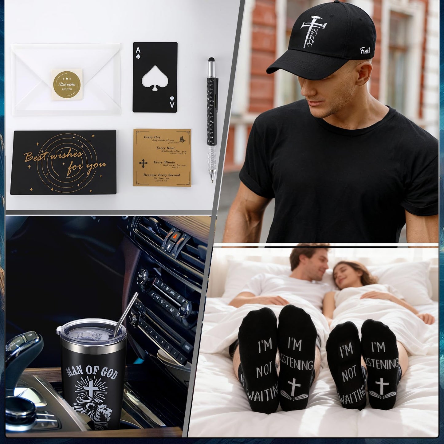 10 Pcs Christian Gifts for Men Inspirational Religious Gift Set for Dad Husband Grandpa Male Friends Coworker