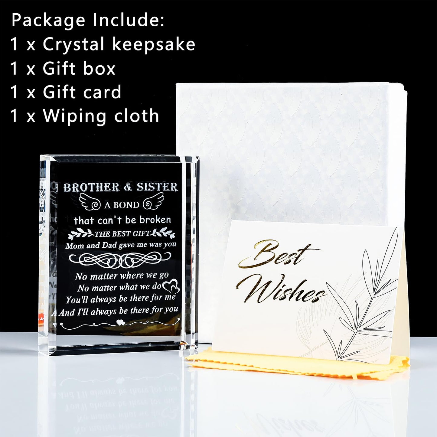YWHL Meaningful Gifts for Brother from Sister, Laser Engraving Crystal Keepsake for Sister and Brother, Sisters Birthday Gifts from Brothers