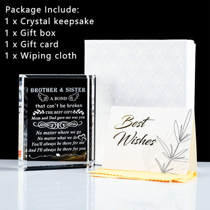 YWHL Meaningful Gifts for Brother from Sister, Laser Engraving Crystal Keepsake for Sister and Brother, Sisters Birthday Gifts from Brothers