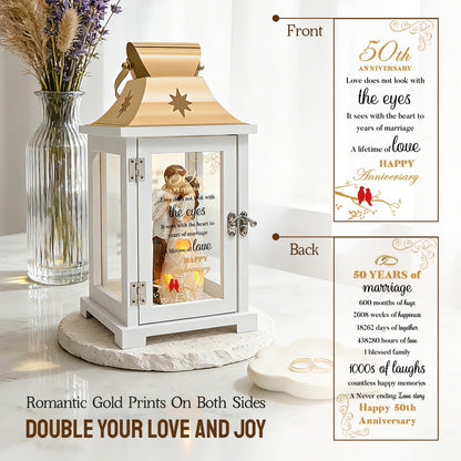 50th Anniversary Wedding Gifts for Couple Parents 50th Wedding Anniversary Lantern for Him Her Huband Wife - Husband and Wife Hugging Figurine Lantern