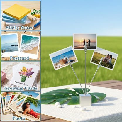 3Pack Silver Picture Tree Holder Square Base, 3-Branch Gift Card Holder, Elegant Gift Card Tree for Home, Office Decor