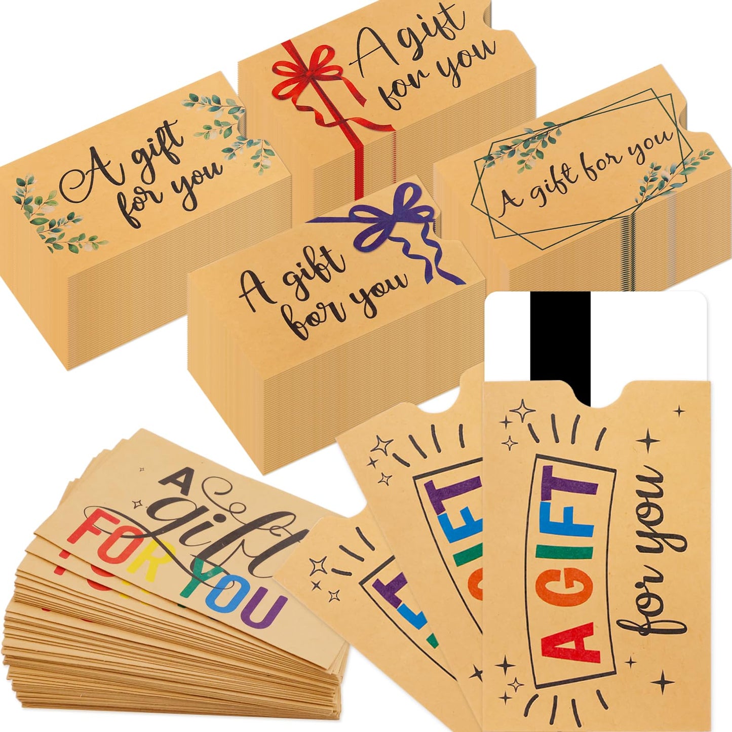 Ceiba Tree 300Pcs Kraft Card Sleeves Credit Card Gift Protector Hotel Key Holders Mini Business Envelopes