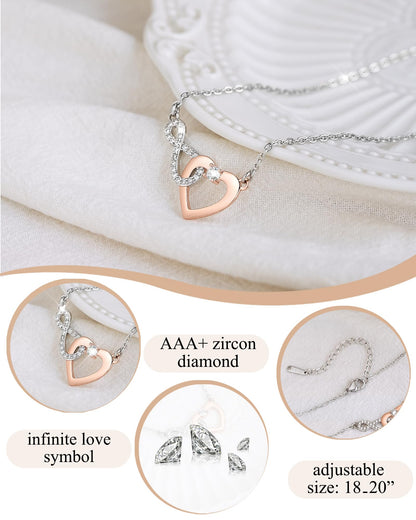 Shonyin Everlasting Heart Necklace for Women Girls Mother (Bonus) Daughter (Sons) Girlfriend Grandma Granddaughter Mother Daughter in Law Sister (in Law) Soulmate Wife Birthday Christmas Gifts