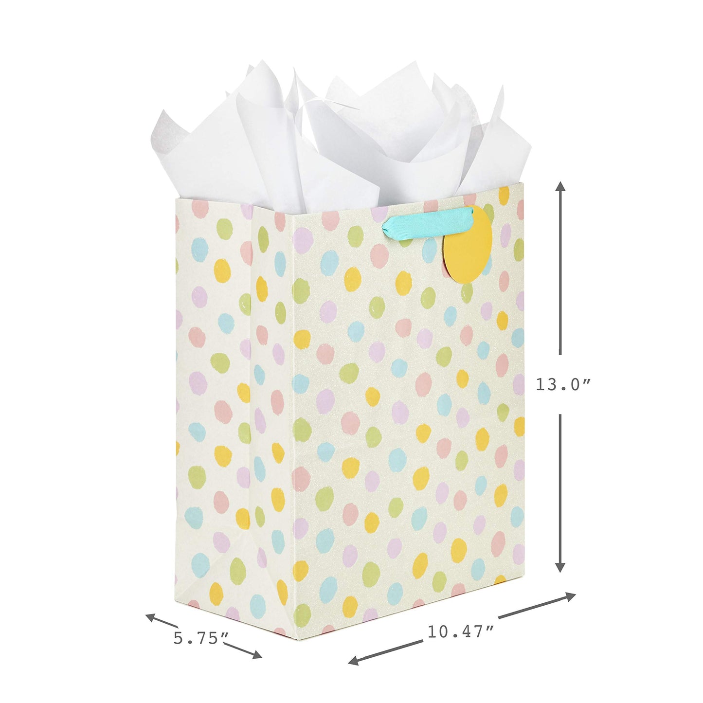 Hallmark 13" Large Gift Bags for Baby Shower Assortment with Tissue Paper (Pack of 3, Cloud and Rainbow, Giraffe, Pastel Polka Dots)