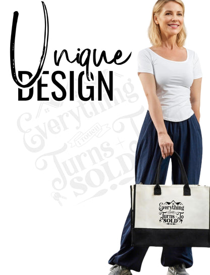 InnoBeta Realtor Gifts Canvas Tote Bag, Everything I Touch Turns To Sold Bag with Top Zipper Closure and Shoulder Strap for Birthday, Mother's Day, Christmas