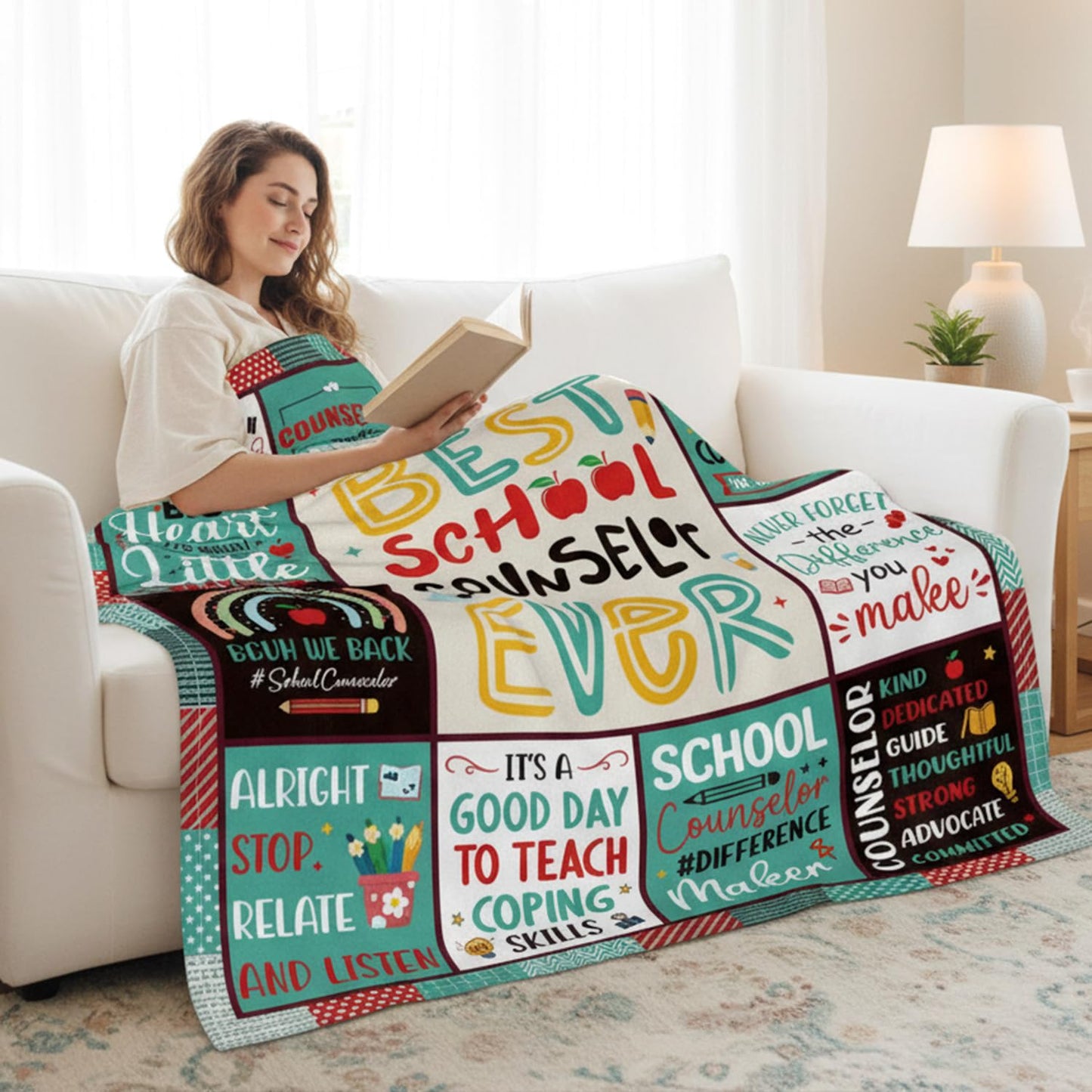 Wxiben School Counselor Gifts for Women - Counselor Appreciation Gift Blanket Guidance School Counselors Thank You Gift for Birthday Christmas Soft Flannel Throw Blanket for Sofa Couch 60 x 50 Inches