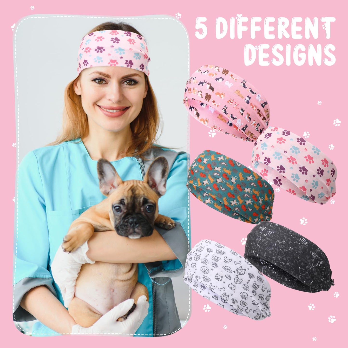 Thiccywoov 20 Pcs Nurse Headbands with Soft Twist Knotted Dog Headband Vet Tech Supply Veterinary Technician Decorations for Nurse Veterinarian Receptionist Vet Assistant Pet Lovers