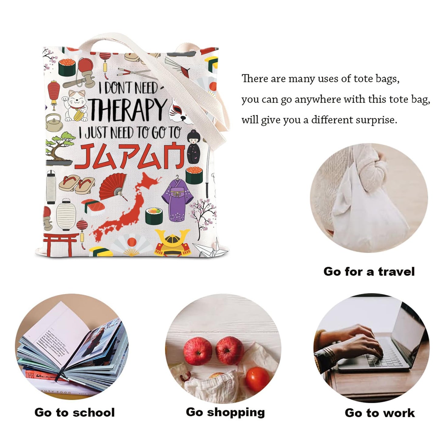KUIYAI Japan Trip Tote Bag Japan Vacation Shoulder Bag Tokyo Lovers Gift Japanese Theme Souvenir Gift Japan Culture Gift